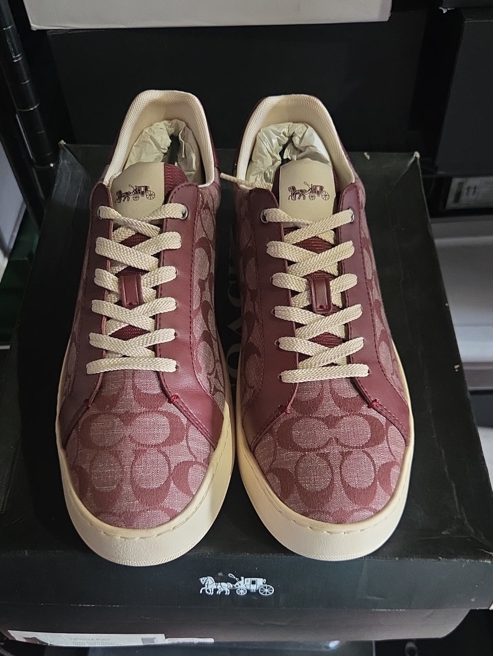 Coach Men's Maroon Signature Court Sneaker